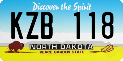 ND license plate KZB118