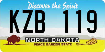 ND license plate KZB119