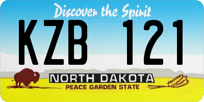 ND license plate KZB121