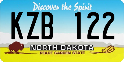 ND license plate KZB122