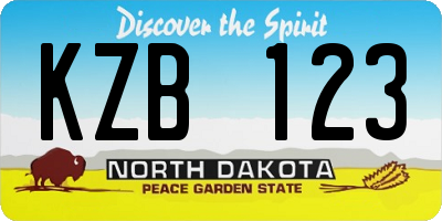 ND license plate KZB123