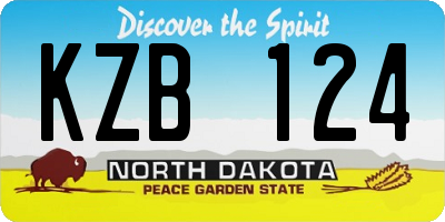 ND license plate KZB124
