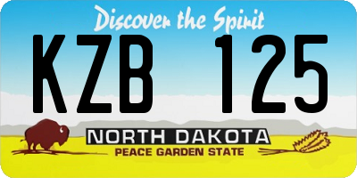 ND license plate KZB125