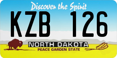 ND license plate KZB126