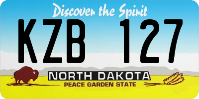 ND license plate KZB127