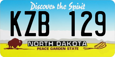 ND license plate KZB129