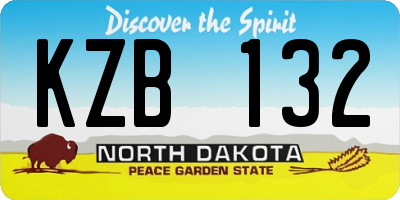 ND license plate KZB132