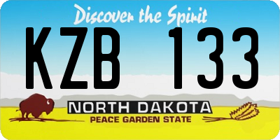 ND license plate KZB133