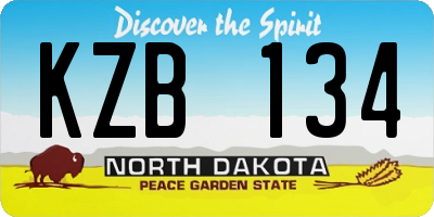 ND license plate KZB134