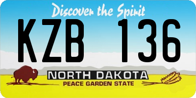 ND license plate KZB136