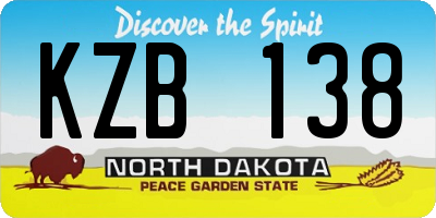 ND license plate KZB138