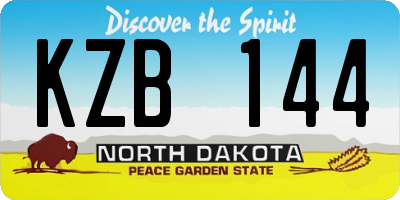 ND license plate KZB144