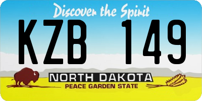 ND license plate KZB149