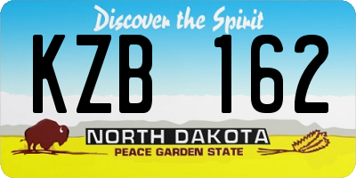 ND license plate KZB162