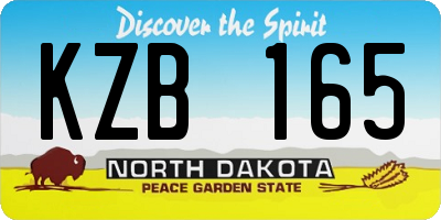 ND license plate KZB165