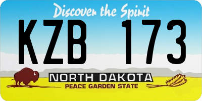 ND license plate KZB173