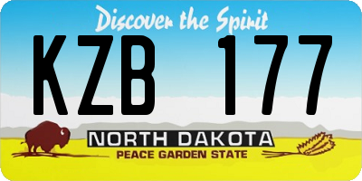 ND license plate KZB177