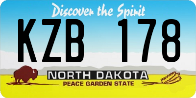 ND license plate KZB178