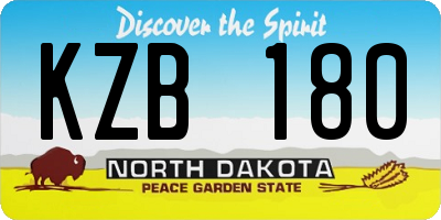 ND license plate KZB180