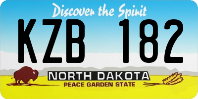 ND license plate KZB182