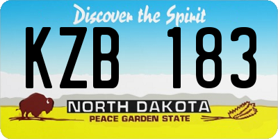 ND license plate KZB183