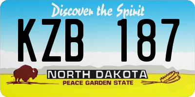 ND license plate KZB187