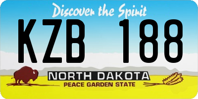 ND license plate KZB188