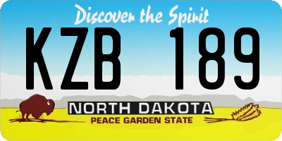 ND license plate KZB189