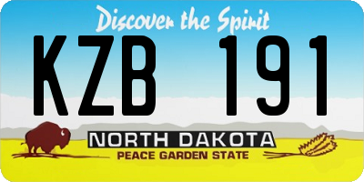 ND license plate KZB191