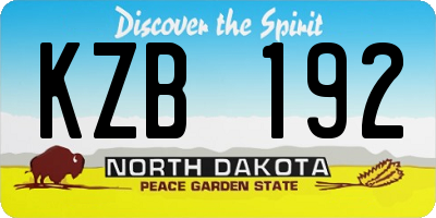 ND license plate KZB192