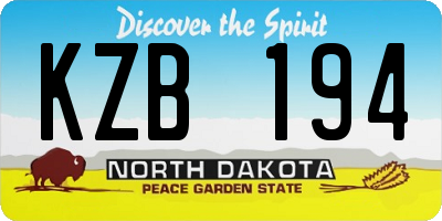 ND license plate KZB194