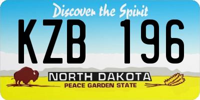 ND license plate KZB196