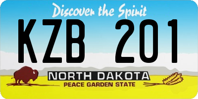 ND license plate KZB201