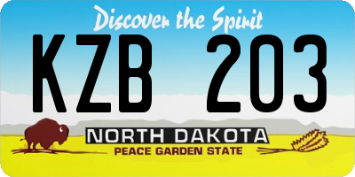 ND license plate KZB203