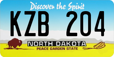 ND license plate KZB204