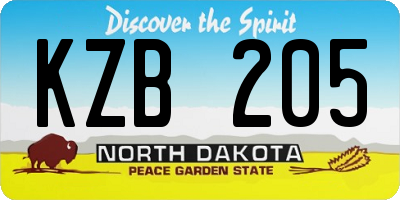 ND license plate KZB205