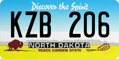 ND license plate KZB206