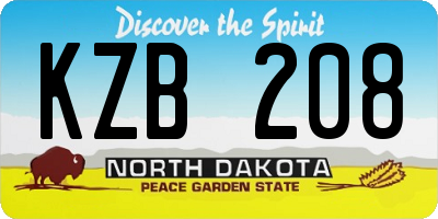 ND license plate KZB208