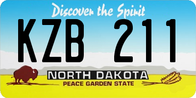 ND license plate KZB211