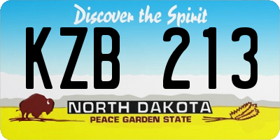 ND license plate KZB213