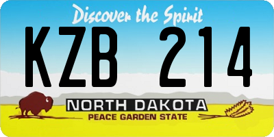 ND license plate KZB214