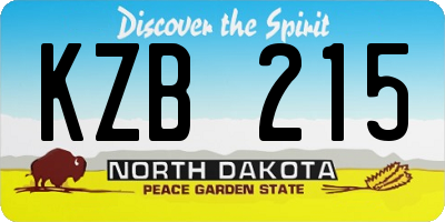 ND license plate KZB215