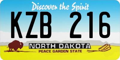 ND license plate KZB216