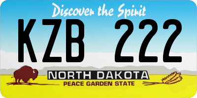 ND license plate KZB222