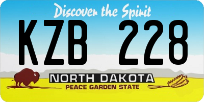 ND license plate KZB228
