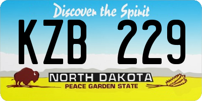 ND license plate KZB229