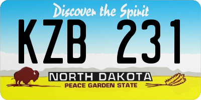 ND license plate KZB231