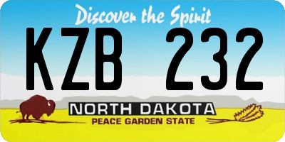 ND license plate KZB232