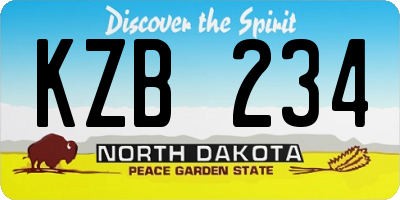 ND license plate KZB234