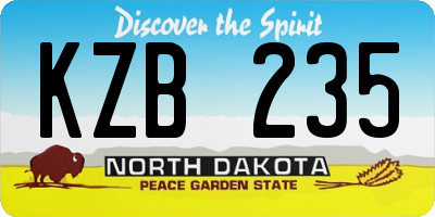 ND license plate KZB235